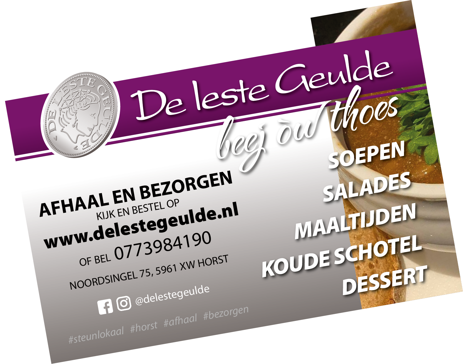 A6 flyer De Leste Geulde beej òw thoes
